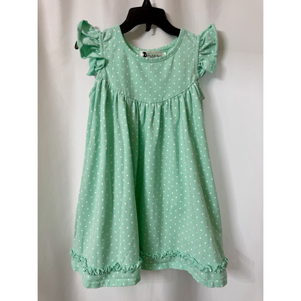 Lily &Londyn's  Polkadot Dress Toddler Girls Size 4T Boutique Ruffles Teal   G10